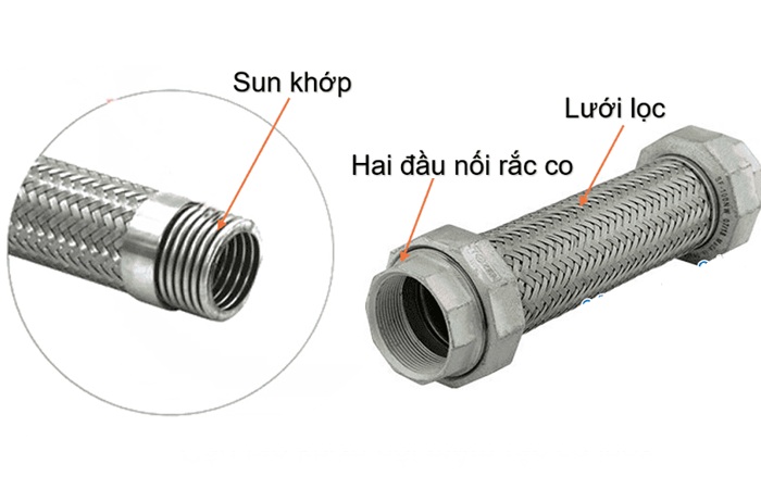 Cấu tạo khớp nối mêm rắc co inox