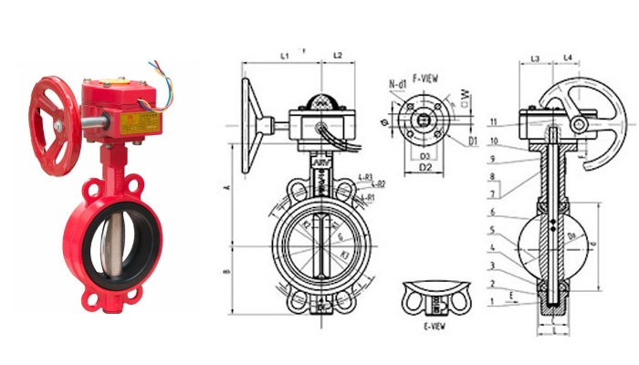 Cấu tạo van bướm tín hiệu Trung Quốc